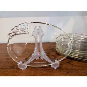 Rare 1930s Columbia Pattern Oval Luncheon Plates - Set of 6 - Vintage Art Deco